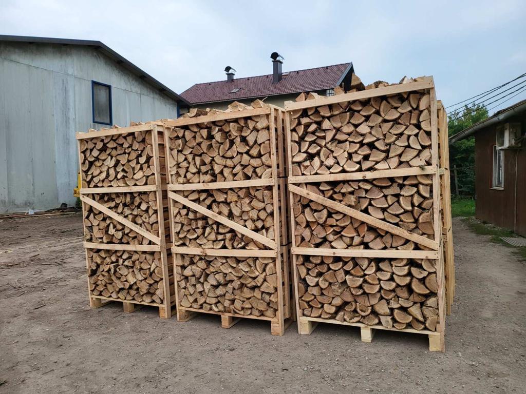 Heating wood packed in crates