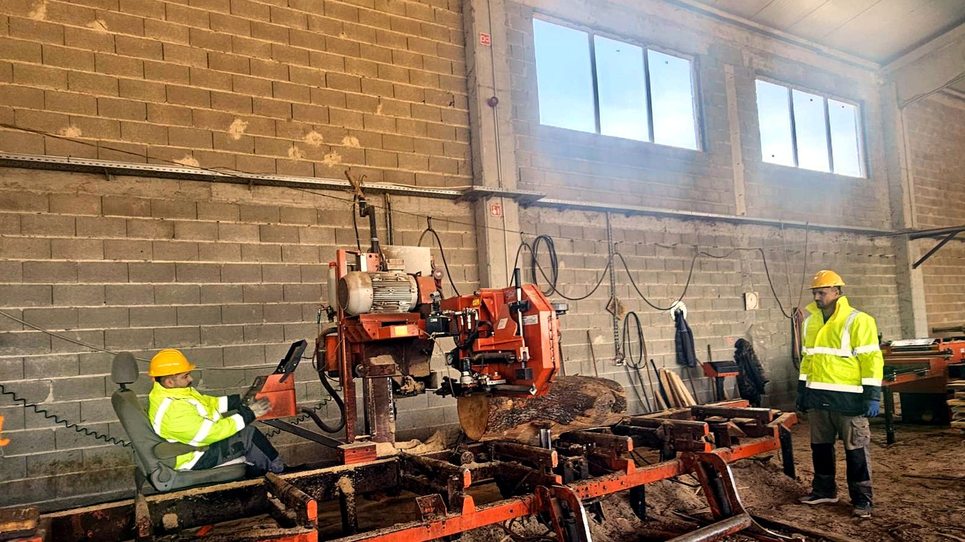 Certified operators processing timber on the sawmill line